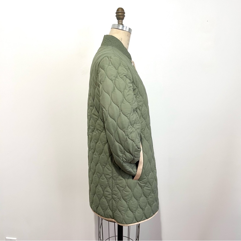 Soia & Kyo Olive Green Quilted Puffer Jacket with Beige Trim - Picture 4 of 7